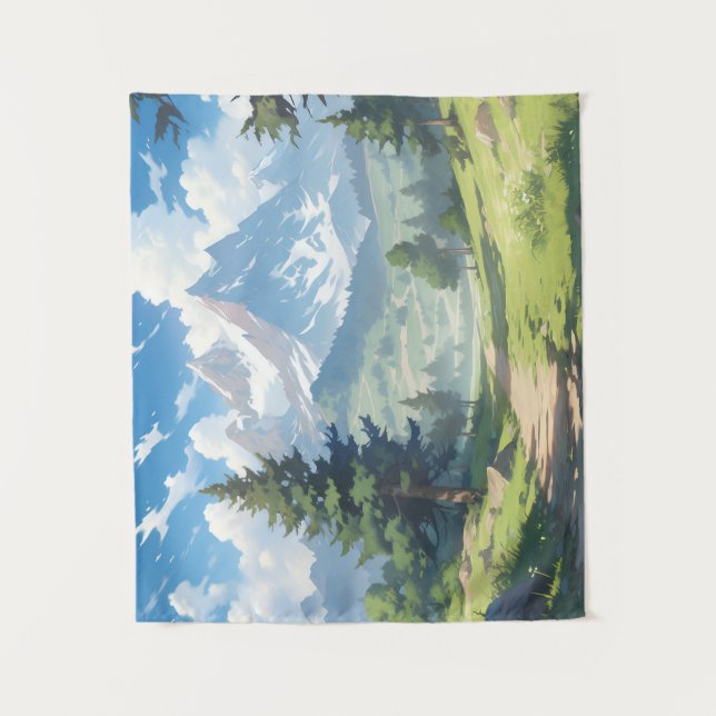 Snow-Capped Mountains and Lush Green Forest Tapestry (Front)