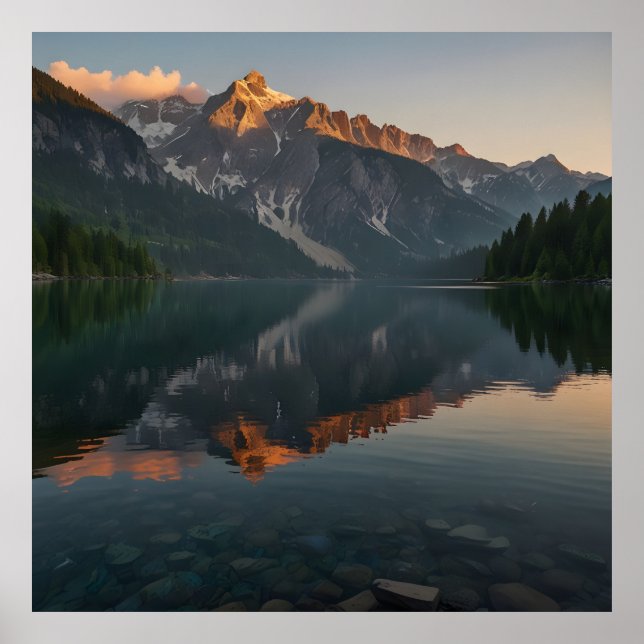 Snow-Capped Mountains at Sunrise Poster (Front)