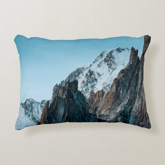 SNOW-CAPPED MOUNTAINS DURING DAYTIME DECORATIVE CUSHION (Front)