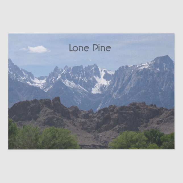 Snow capped mountains of Lone Pine   Tissue Paper (Front)