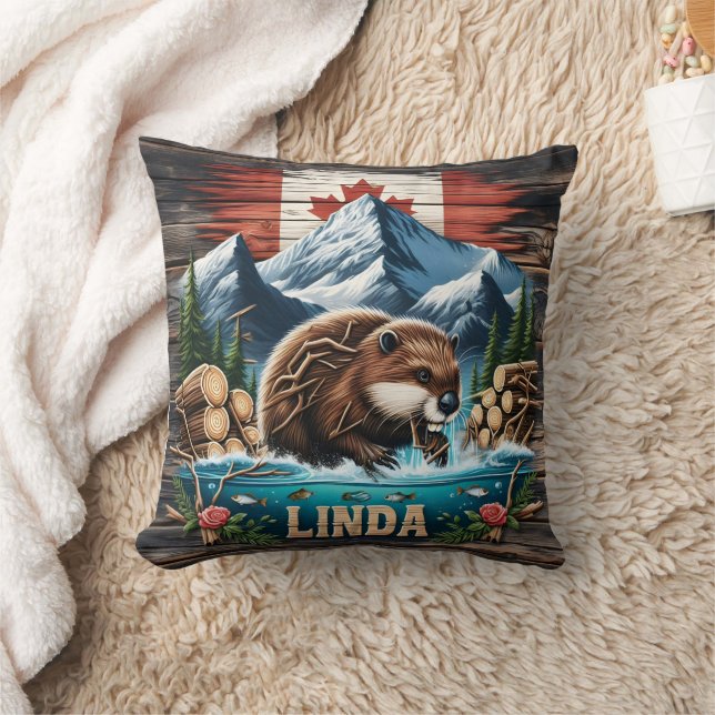 Snow-Capped Peaks and Canadian Beaver Cushion (Blanket)