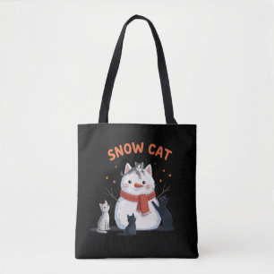 Snow Cat Christmas Cats Lover Gift Holiday Winter  Tote Bag