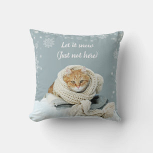 Snow Cat Throw Pillow