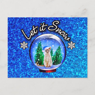 SNOW CAT XMAS Thank You/Greetings/INVITE - BLANK Postcard