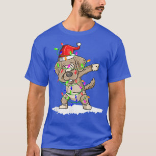 Snow Christmas hat fairy lights dabbing dog christ T-Shirt