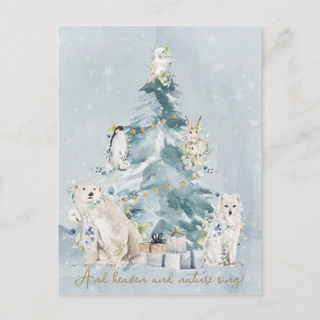 Snow Christmas Tree Holiday Postcard (Front)