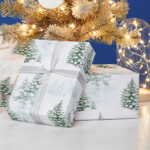 Snow Christmas Trees Winter Wrapping Paper