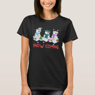Snow Coming Christmas Three Polar Bear Under Snow T-Shirt