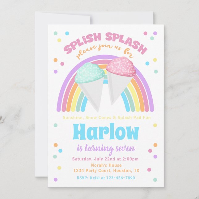 Snow Cone Pool Party Invitation (Front)