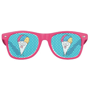 Snow Cone tongue out fan ice syrup sweet flavour Retro Sunglasses