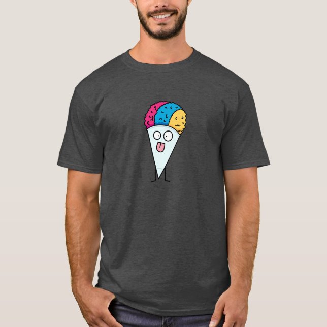 Snow Cone tongue out fan ice syrup sweet flavour T-Shirt (Front)