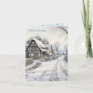 Snow Cottage Country Landscape Christmas Card
