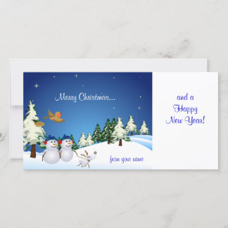Snow Couple and Dog Holiday Card