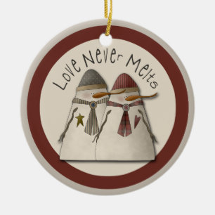 Snow Couple Ceramic Ornament