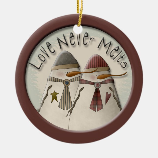 Snow Couple Ceramic Tree Decoration (Front)