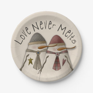 Snow Couple Paper Plate