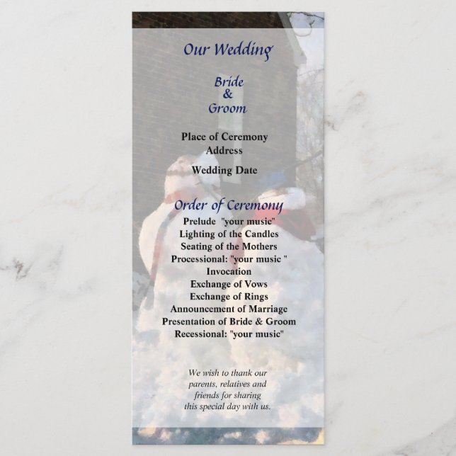 Snow Couple Wedding Program (Front)