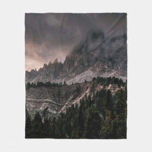SNOW COVER MOUNTAIN DURING GRAY CLOUDY SKIES FLEECE BLANKET