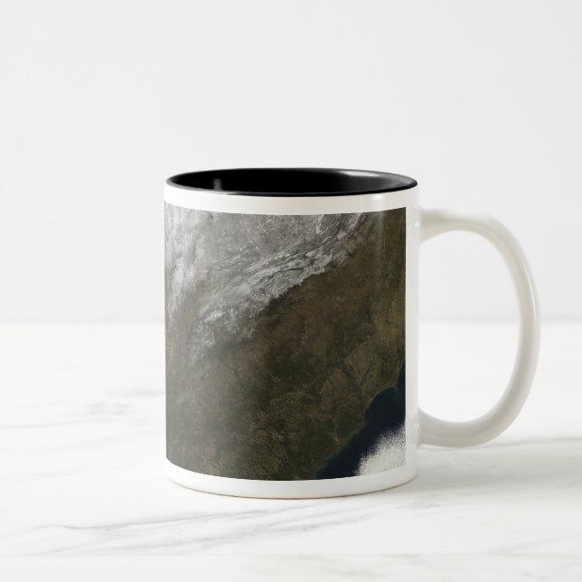 Snow cover over the United States Two-Tone Coffee Mug (Right)