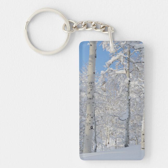 Snow-Covered Aspens, Beartrap-Desolation Ridge Key Ring (Front)