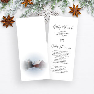 Snow Covered Barn and Silo Winter Wedding Program