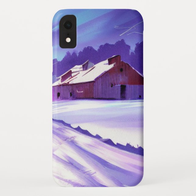 Snow-Covered Barn in Winter Landscape Case-Mate iPhone Case (Back)