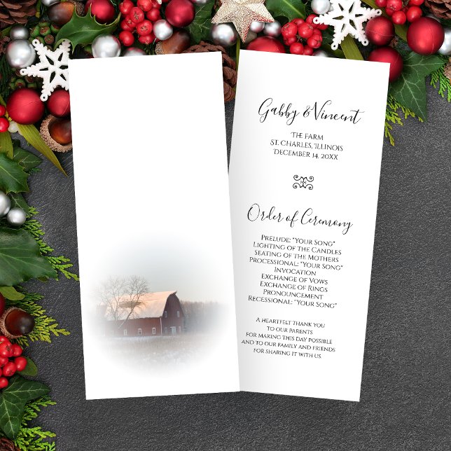 Snow Covered Barn Winter Country Wedding Program (Creator Uploaded)