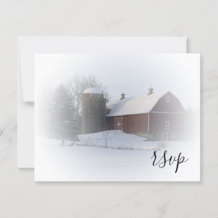Snow Covered Barn Winter Wedding RSVP