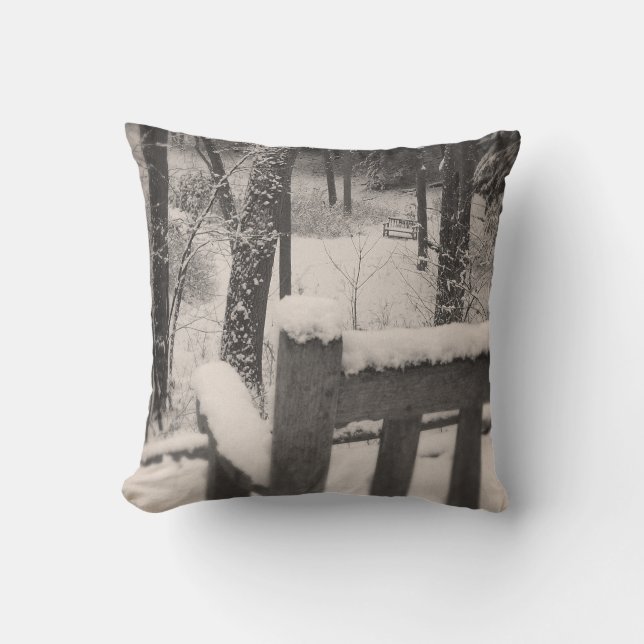Snow Covered Benches Cushion (Front)