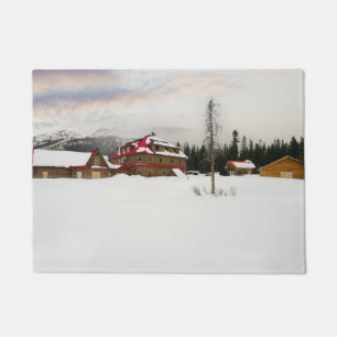 Snow-Covered Bow Lake Lodge Doormat