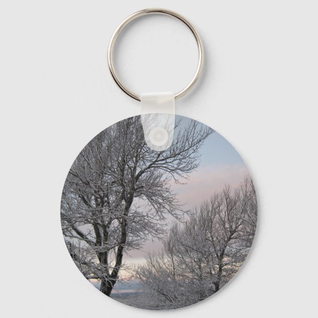 Snow Covered Branches Key Ring (Front)