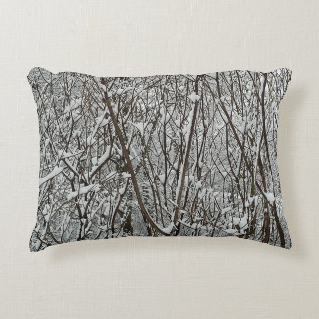 Snow Covered Branches Winter Abstract Decorative Cushion (Front)