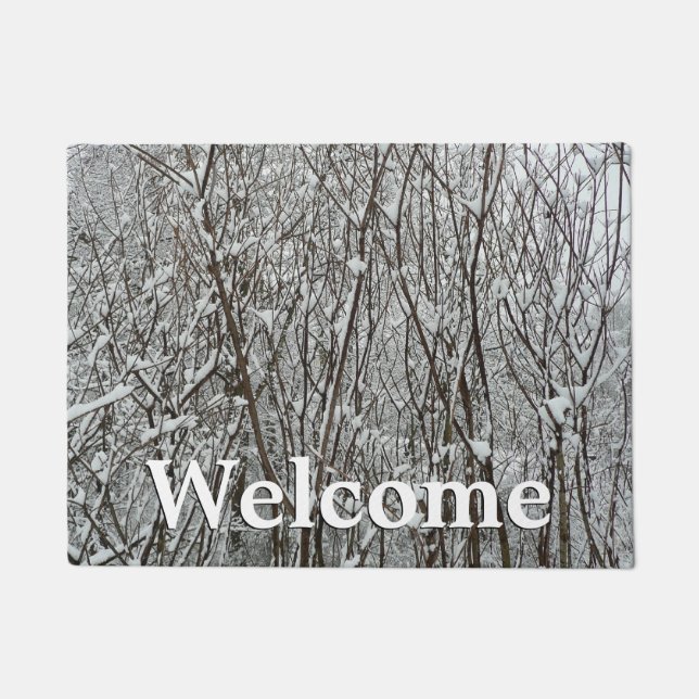 Snow Covered Branches Winter Abstract Doormat (Front)