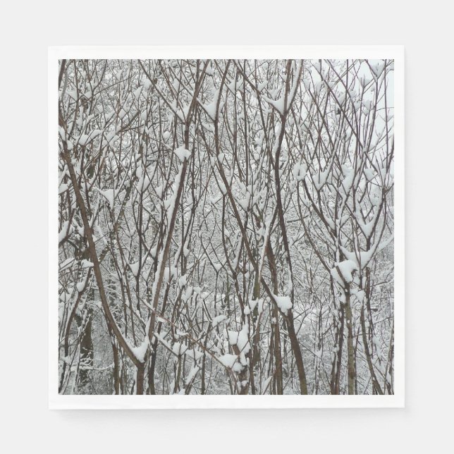 Snow Covered Branches Winter Abstract Napkin (Front)