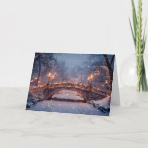 Snow Covered Bridge Christmas Card Greeting