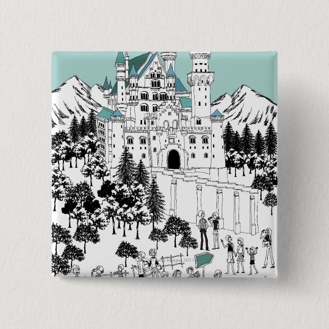 Snow Covered Castle 15 Cm Square Badge (Front)