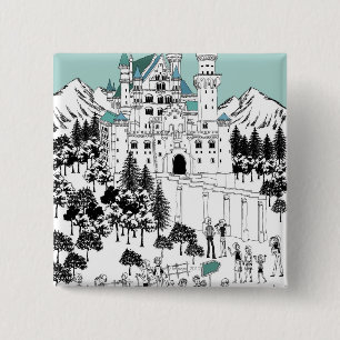 Snow Covered Castle 15 Cm Square Badge