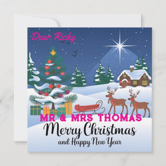 Snow-Covered Christmas Magic Greeting Card (Front)