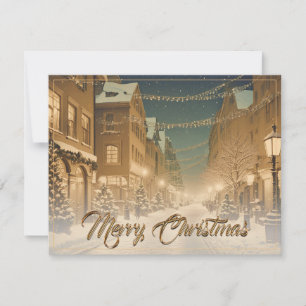 Snow-covered Christmas Streets in a Downtown