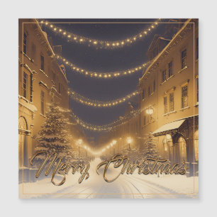 Snow-covered Christmas Streets in a Downtown