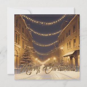 Snow-covered Christmas Streets in a Downtown