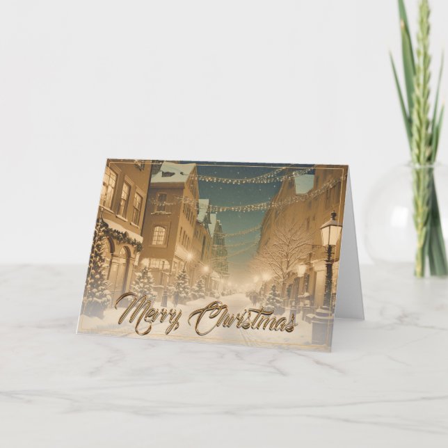 Snow-covered Christmas Streets in a Downtown Card (Front)