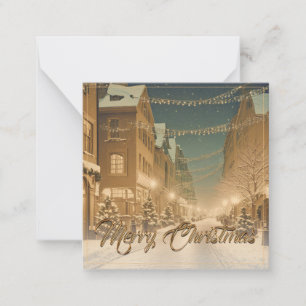 Snow-covered Christmas Streets in a Downtown Card