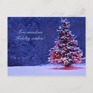 Snow Covered Christmas Tree Holiday Postcard