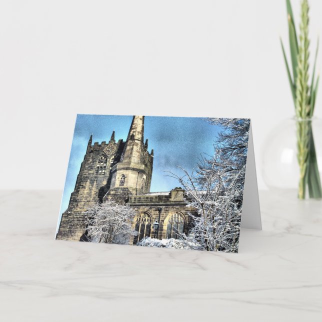 Snow covered Church Holiday Card (Front)