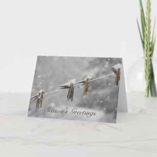 Snow Covered Clothespins Holiday Card
