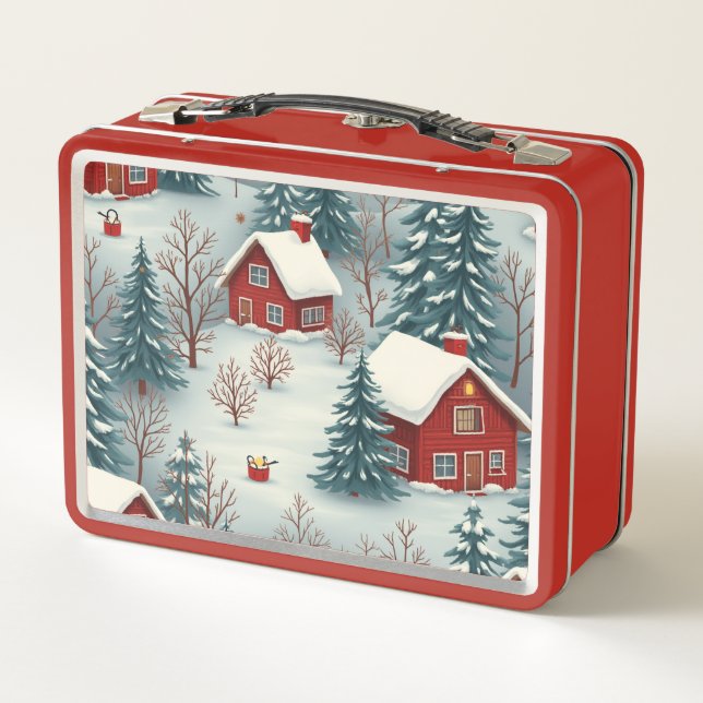 Snow-Covered Countryside Village Lunch Box (Back)
