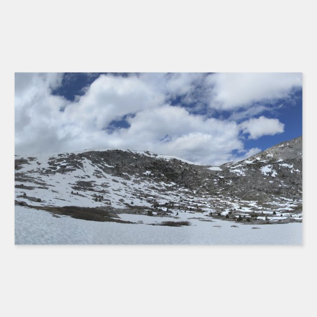 Snow Covered Donahue Pass - John Muir TraIl Rectangular Sticker (Front)