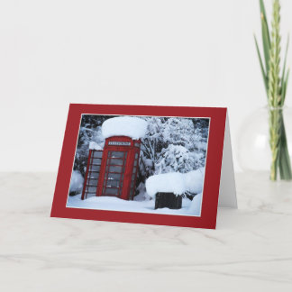 Snow Covered English Phone Box Blank Card
