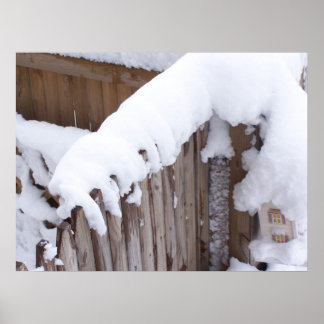 Snow Covered Fence Poster